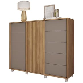 Cômoda Sapateira Com Rodízios Pegasus Buriti/fendi - Caemmun