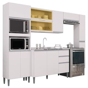 Cozinha Aline Com Balcão E Paneleiro Branco - Poquema