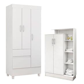 Guarda Roupa Infantil E Armário Multiuso Elite Branco Brilho - Demóbile