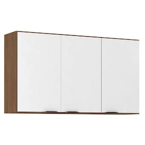 Armário Aéreo Para Cozinha Firenze 3 Portas Amêndola Branco - Demóbile