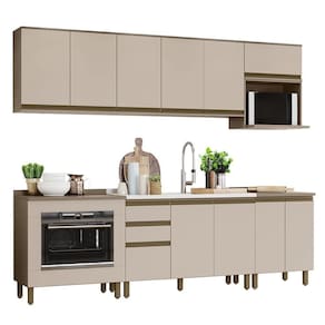 Cozinha Modulada Connect 10 Peças Duna/cristal Com Balcão Forno De Embutir - Móveis Henn Duna/cristal