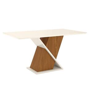 Mesa De Jantar Solus 160 Cm Tampo Reto Com Vidro Nature Off White – Henn