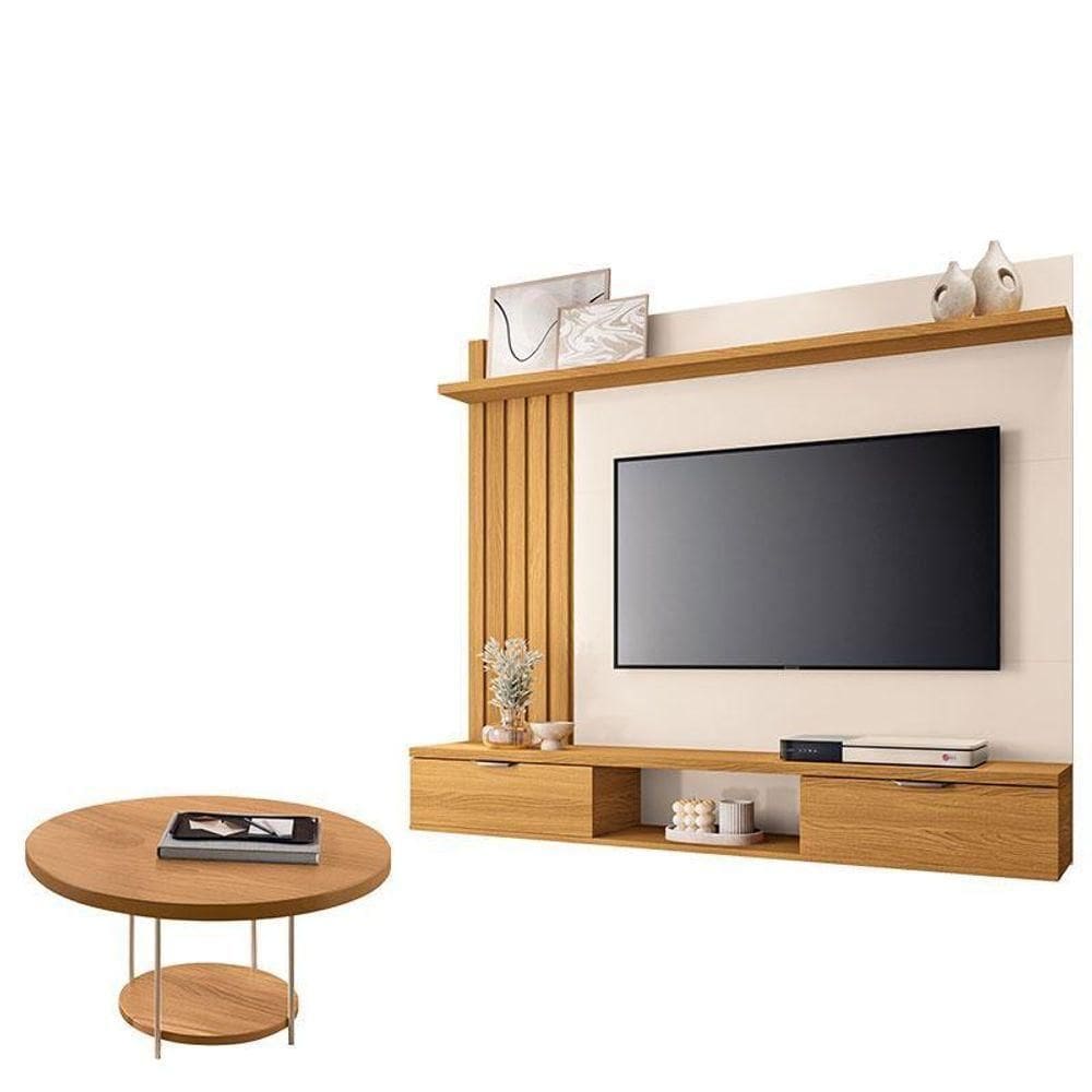 Painel Para Suspenso Lets E Mesa De Centro Sky Cinamomo Off White – Hb Móveis