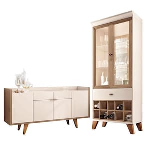 Buffet Melodia E Cristaleira ópera Off White Castanho – Hb Móveis