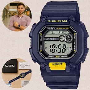 Relógio de Pulso Masculino Casio Standard Illuminator Quadrado Prova Dágua 10 ATM Digital Esportivo Azul W-737H-2AVDF