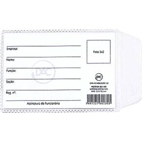 Porta Documento para CNH Nova com Aba 6,5x9,5cm. 100un Dac