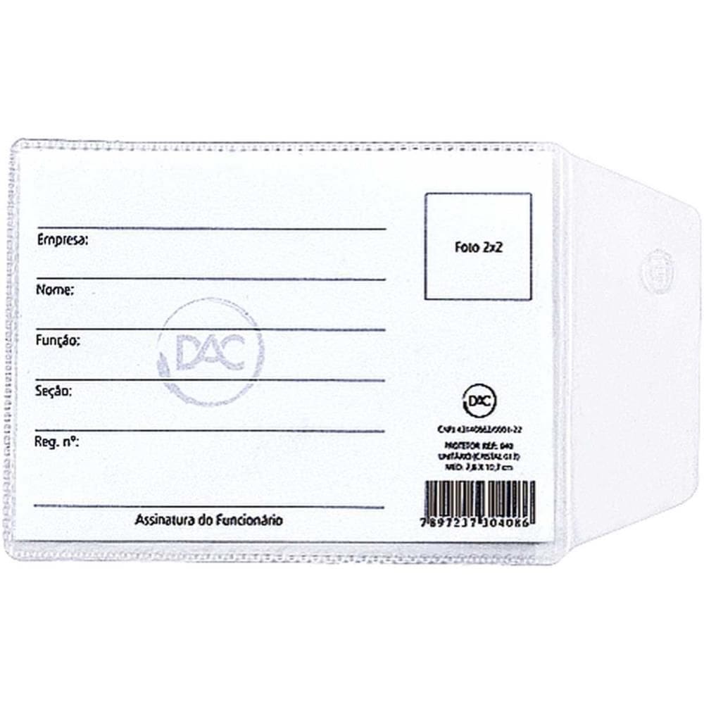 Porta Documento para RG com Aba 80x110mm. 100unid - Dac