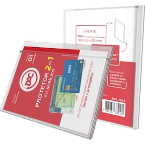 Protetor Para Documentos Cnh+Cartão Acrílico Cristal - Dac