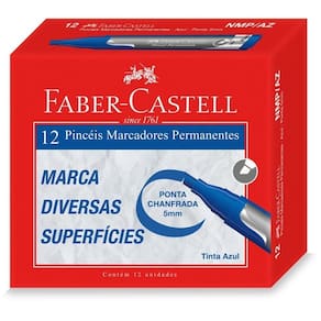 Pincel Marcador Permanente Azul 12 unid - Faber-Castell