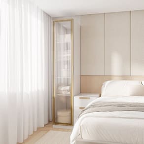 Guarda-Roupa Modular 40cm 1 Porta Reflecta com Prateleiras Jade Cabecasa Madeiramadeira Branco