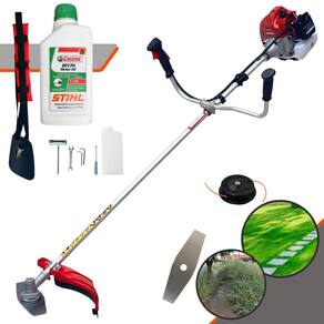Roçadeira Robusta Kawashima BCJ431L À Gasolina 2 Tempos 43cc 10.000rpm 1,7HP de Potência Completo Com Lâmina Facão + Carretel Nylon + ÓLEO STIHL 8017