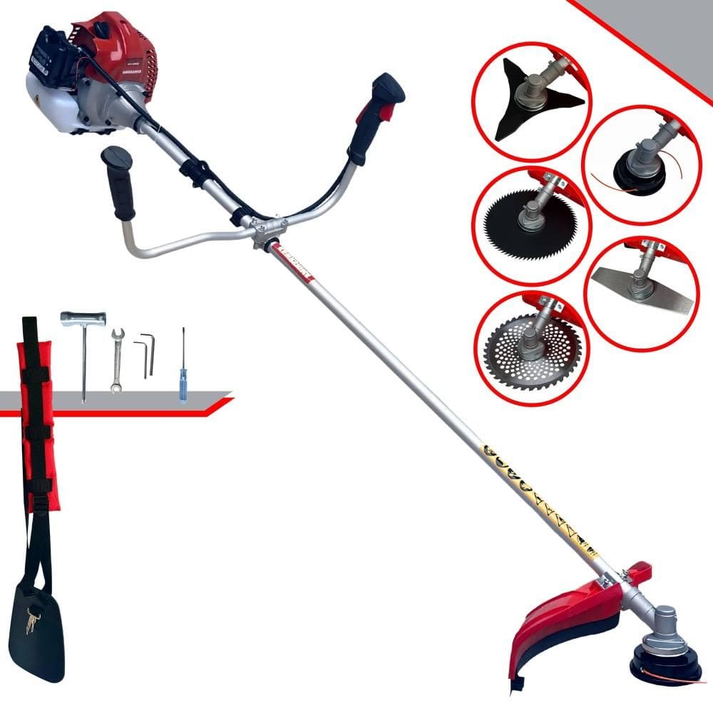 Roçadeira Kawashima BCJ431-L À Gasolina 43cc 1,7HP de Potência 10000rpm Com Carretel + Faca 2 Pontas + Faca 3 Pontas + Faca 40 Dentes + Faca 80 Dentes