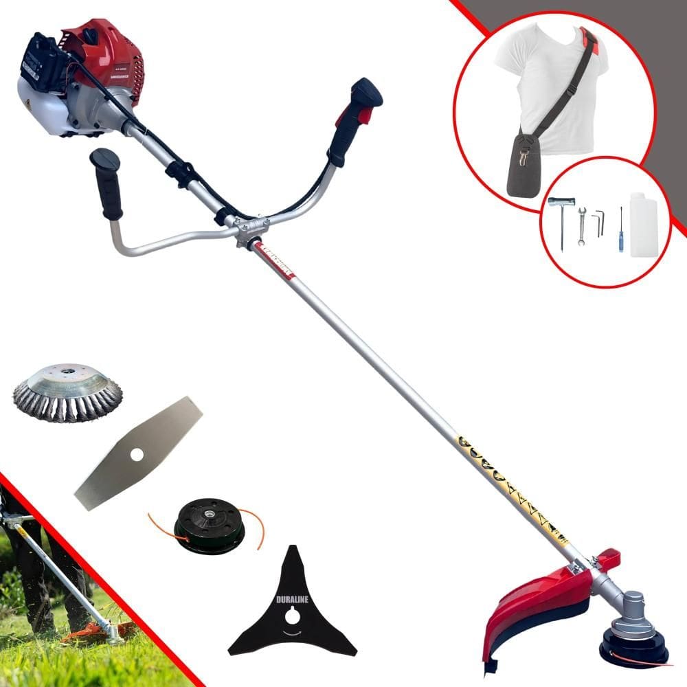 Roçadeira Multifunções Kawashima BCJ431L À Gasolina 43cc 1,7HP 4 Opções de Corte Com Lâmina Facão, Lâmina 3 Pontas, Escova de Aço e Carretel de Nylon