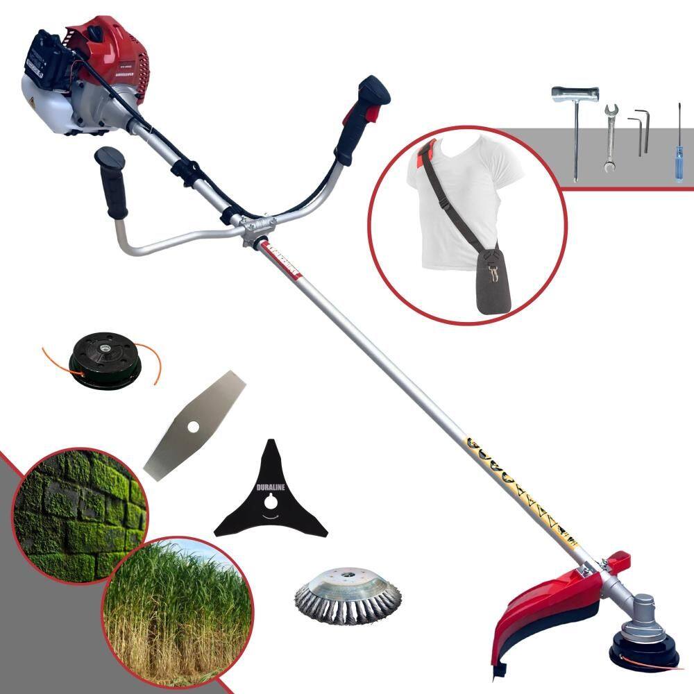 Roçadeira Profissional Kawashima BCJ431-L Motor 2 Tempos 43cc 10.000rpm 1,7HP de Potência Com Carretel e Faca 2 Pontas + Faca 3 Pontas + Escova de Aço