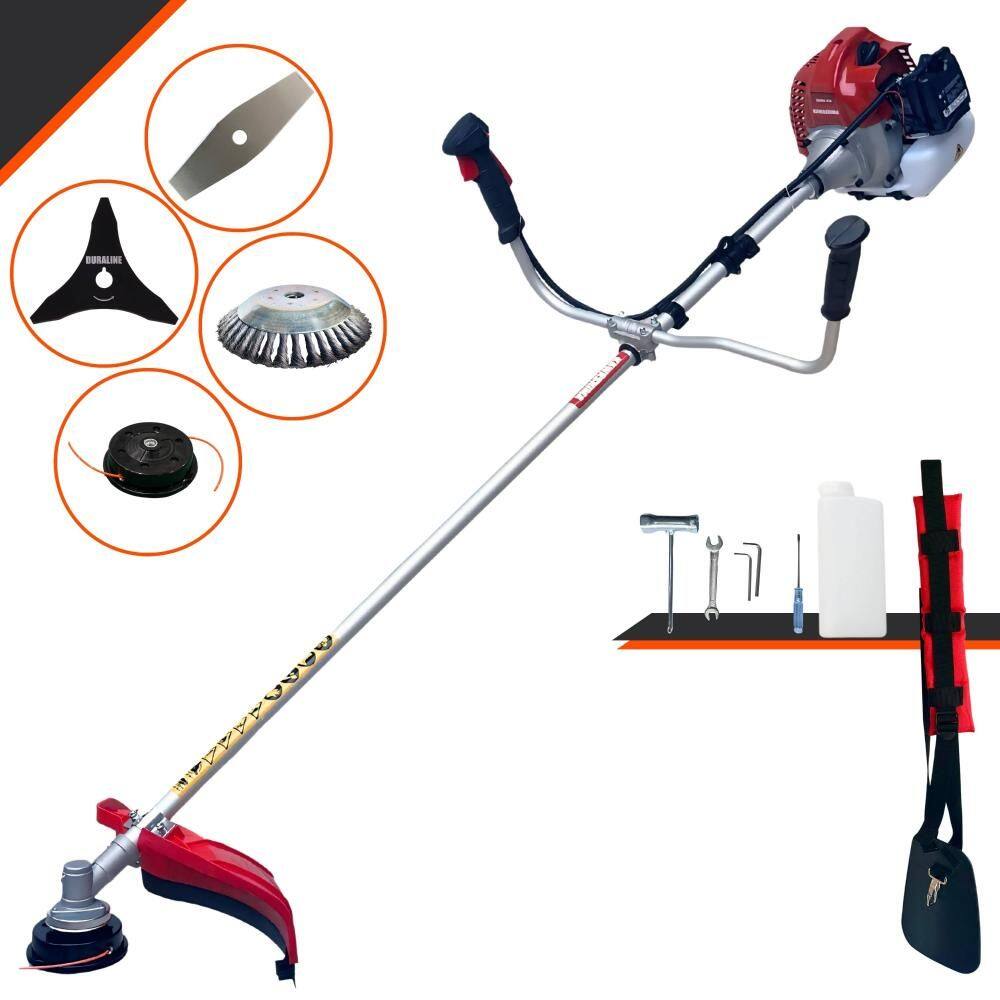 Aparador de Grama À Gasolina Kawashima BCJ431L 43cc 1,7HP 2T Completa C/ Carretel de Nylon + Faca 2 Pontas + Faca 3 Pontas + Escova Rotativa de Aço