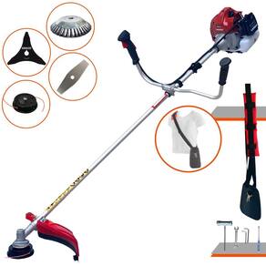 Roçadeira Cortador de Grama À Gasolina BCJ431-L 2T 43cc 1,7HP de Alta Performance Com Carretel e Faca 2 Pontas + EXTRA Faca 3 Pontas e Escova de Aço