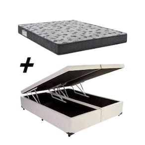 Cama Box Baú Casal Bipartido Branco Colchão ISO 100 D33 - Ortobom