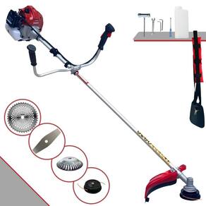 Roçadeira Profissional Kawashima BCJ431L À Gasolina 43cc 1,7HP 10.000rpm Com Carretel Nylon + Faca 2 Pontas + Faca 40 Dentes + Escova Rotativa de Aço