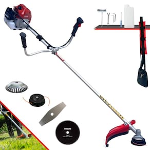 Roçadeira Cortador de Grama BCJ431L Kawashima À Gasolina 43cc 1,7HP 10.000rpm Com Carretel + Faca 2 Pontas + Faca 80 Dentes + Escova de Aço 38 Cerdas