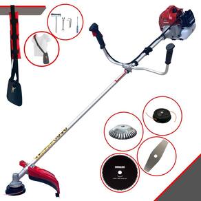 Roçadeira Lateral Completa Kawashima BCJ431L Motor 2T 43cc 10000rpm 1,7HP de Potência Com Carretel e Faca 2 Pontas + Faca 80 Dentes + Escova de Aço