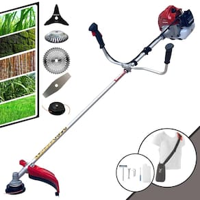 Roçadeira Kawashima BCJ431L À Gasolina 2T 43cc 1,7HP Com Carretel de Nylon + Faca 2 Pontas + Faca 3 Pontas + Faca 40 Dentes + Escova de Aço Giratória