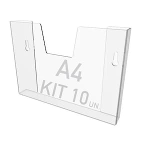 Kit 10 Displays Porta Folha Parede A4 Acrílico Ps Horizontal