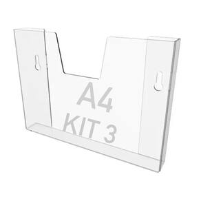 Kit 3 Displays Porta Folha Parede A4 Acrílico Ps Horizontal