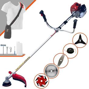 Roçadeira Completa Kawashima BCJ431L À Gasolina 43cc Cortador de Grama Para Todos os Tipos de Trabalho Com Carretel Nylon + Kit de 4 Lâminas de Cortes