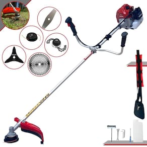 Roçadeira À Gasolina Kawashima BCJ431-L 43cc 1,7HP 10.000rpm Alta Performance Com Cabeçote Nylon + Facas 2 Pontas, 3 Pontas, 40 Dentes Vídea e Trimmer