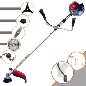 Roçadeira Robusta Kawashima BCJ431-L À Gasolina 43cc 1,7HP 10.000rpm Com Carretel + Faca 2 Pontas + Faca 3 Pontas + Faca 40 Dentes de Vídea + Trimmer