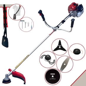 Roçadeira Profissional Completa Kawashima BCJ431L À Gasolina 43cc 10.000rpm 1,7HP de Potência Com Kit 3 Lâminas de Corte, Trimmer e Carretel de Nylon