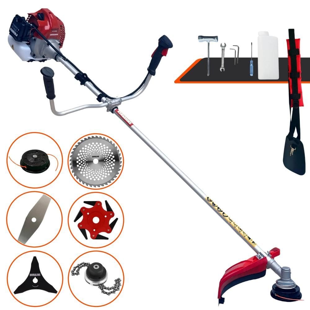 Máquina de Corta Grama Kawashima BCJ431L À Gasolina 43cc 1,7HP 10.000rpm Multifunções Profissional Completa Com Carretel de Nylon + 5 Lâminas de Corte
