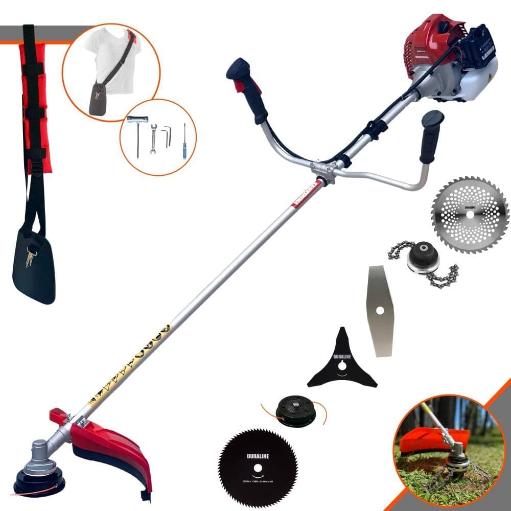 Roçadeira Completa Kawashima BCJ431L 2T 43cc 10.000rpm 1,7HP Com Carretel e Faca 2 Pontas + Faca 3 Pontas + Faca 40 Dentes + Faca 80 Dentes + Trimmer