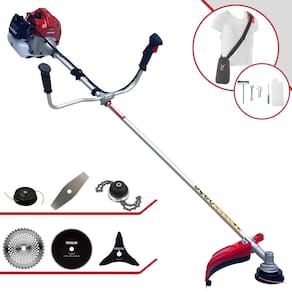 Roçadeira À Gasolina BCJ431L 43cc 1,7HP Alta Performance C/ Carretel e Faca 2 Pontas + EXTRA Faca 3 Pontas, Faca 40 Dentes, Faca 80 Dentes e Trimmer