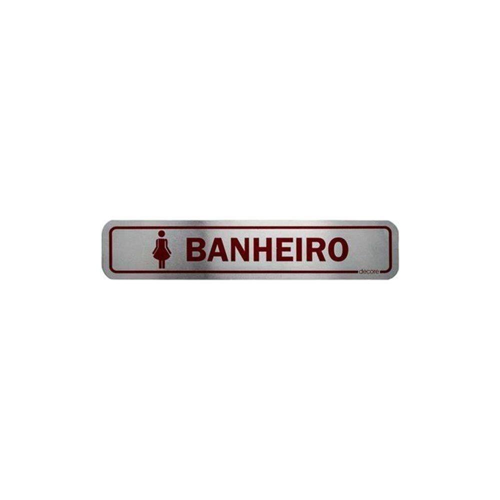 Decore Placa Alumínio 0.05x0.25 Para Banheiro Feminino