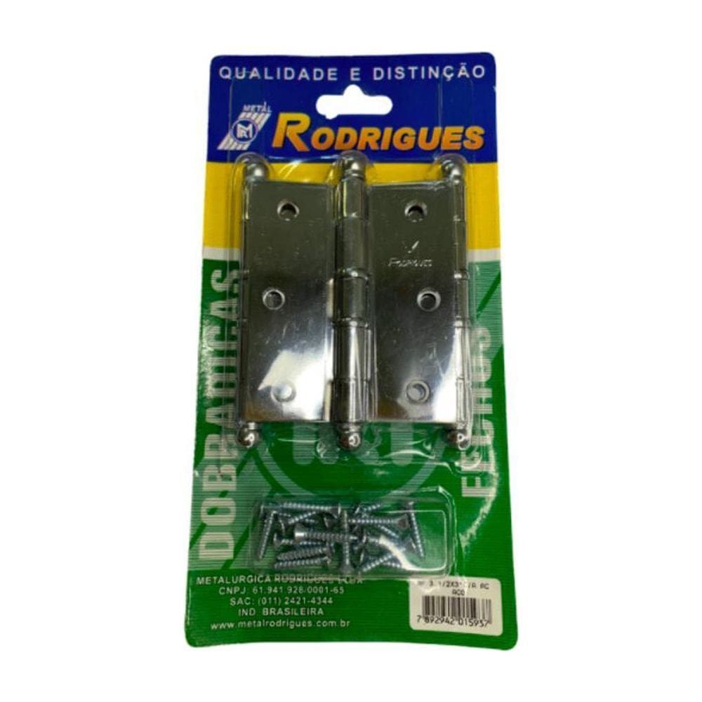 Cartela Dobradiças 3 Unidades 3.1/2x3 Rf 5535 Aço Cromado