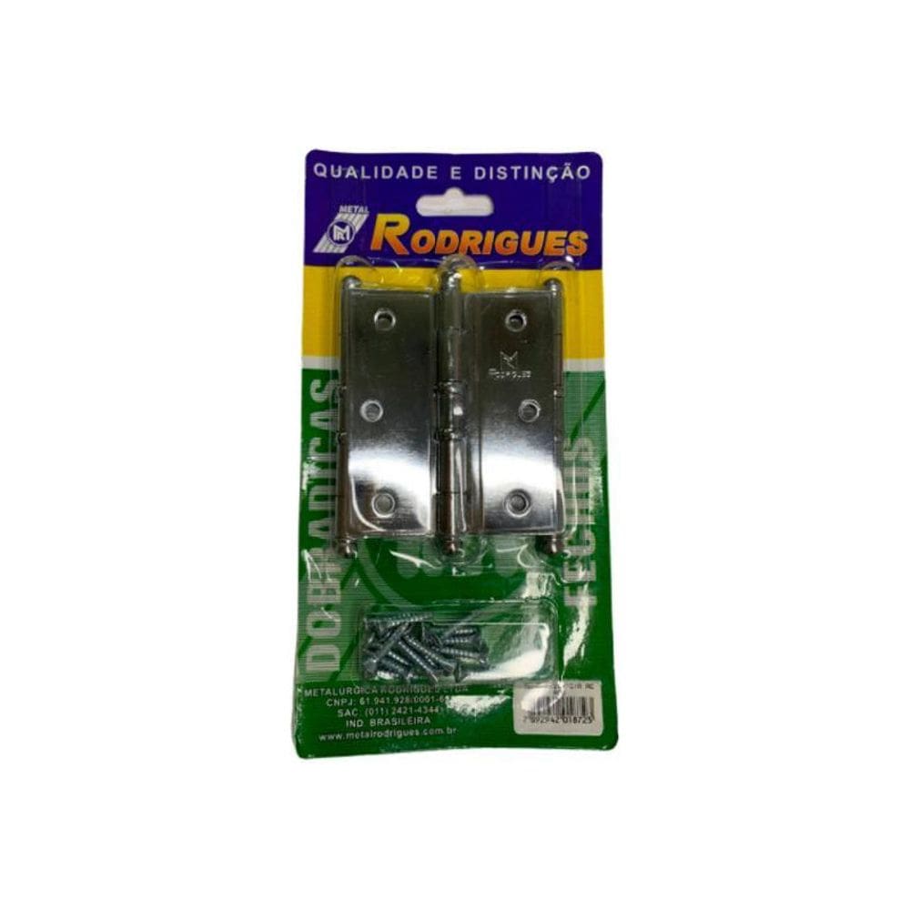 Cartela Dobradiças 3 Unidades 3.1/2x3 Md 5296 Aço Cromado