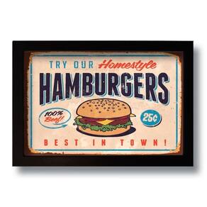 Quadro Decorativo Vintage Hamburgers 33x43 Cm