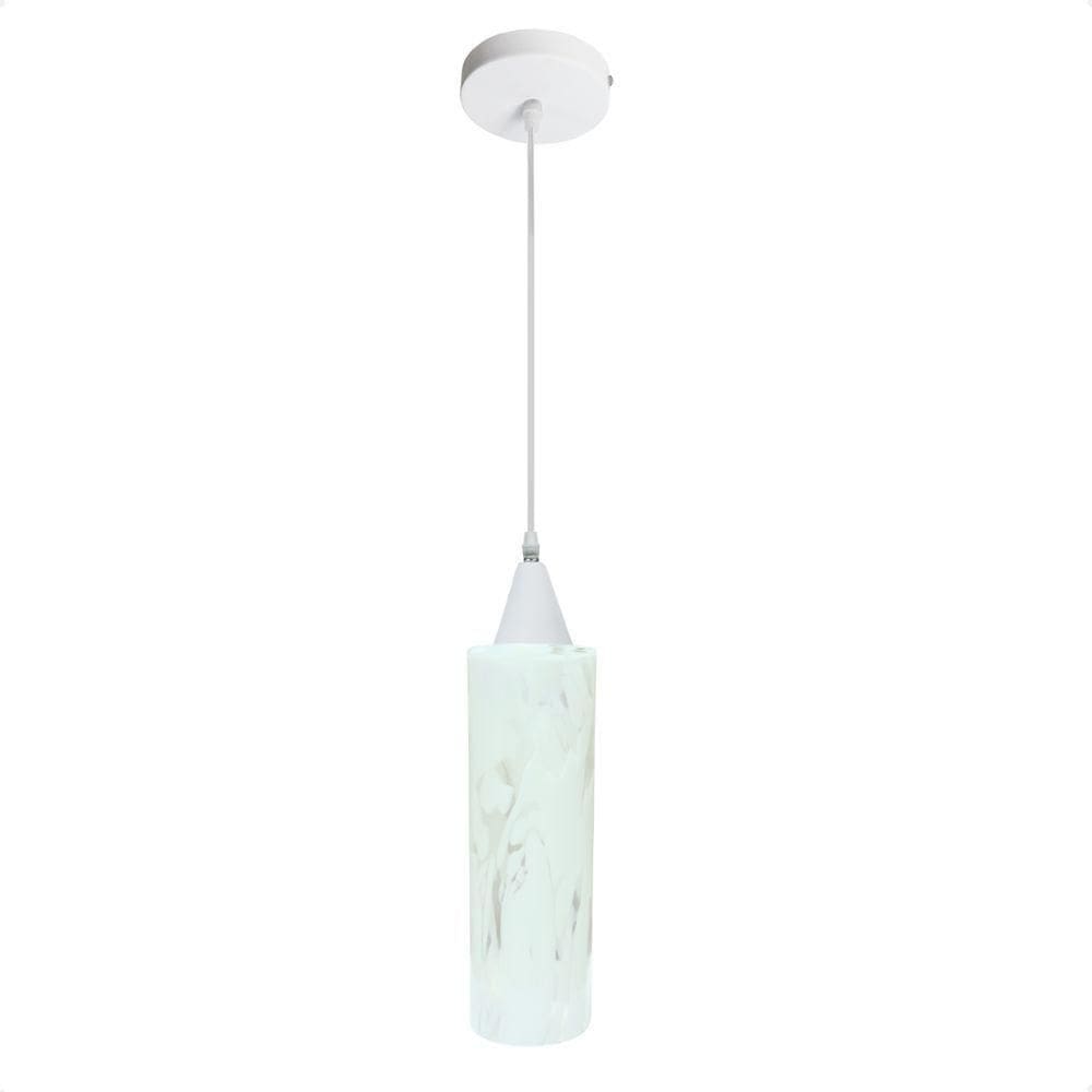 Lustre Pendente Taschibra Anne Murano Leitoso Transparente E27 Bivolt Branco