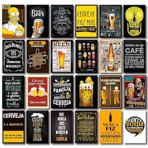 Kit 24 Placas Decorativas Mdf Bebidas Frases Cervejas