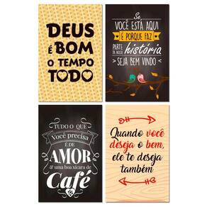 Kit Placas Quadros Decorativos Bebidas Frases 4 Pçs 20x30 Cm