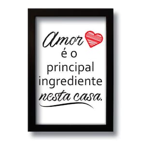 Quadro Decorativo Frase Amor Principal Ingrediente 33x43 Cm