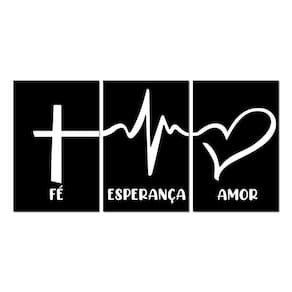 Kit 3 Placas Decorativas Frase Amor Fé Esperança 20x30cm Mdf