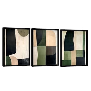 Quadro Decorativo Abstrato Geométrico Verde E Preto