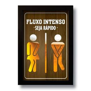 Quadro Decorativo Frase Banheiro Fluxo Intenso 33x43 Cm