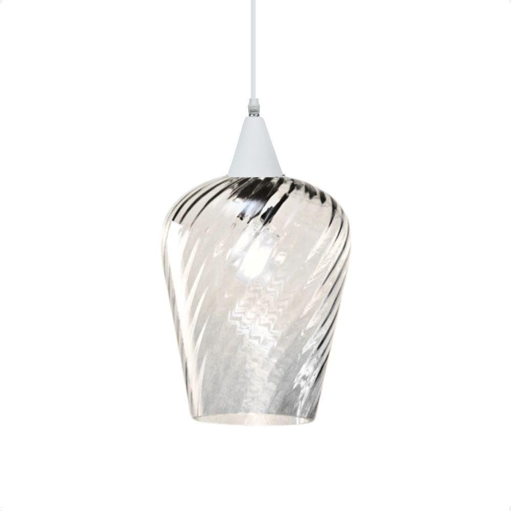 Lustre Pendente Taschibra Monalisa G Rigato Transparente E27 Bivolt Branco