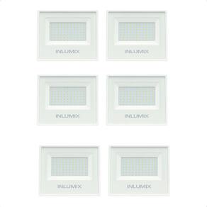 Kit 6 Refletor Holofote De Led 50w Branco Frio 6500k Branco 110/220v