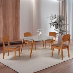 Mesa De Jantar Copper 120cm Tampo Mdf Vidro 4 Cad Copper Tork/off//serig. Off
