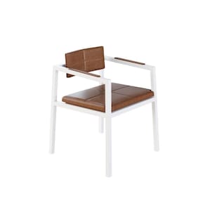Poltrona Noah Fixa C/4 Pés 78 X 60,5 X 60,5 Cm Pés Brancos. Courino Whisky Courino Whisky