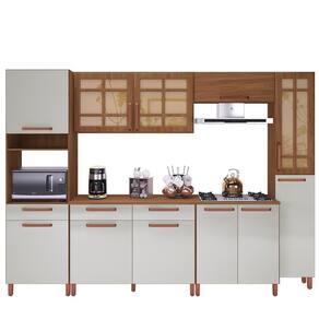 Cozinha Modulada Monza 6 Peças Com Torre Quente 1 Forno Freijó/off White - Indékes Freijó/off White